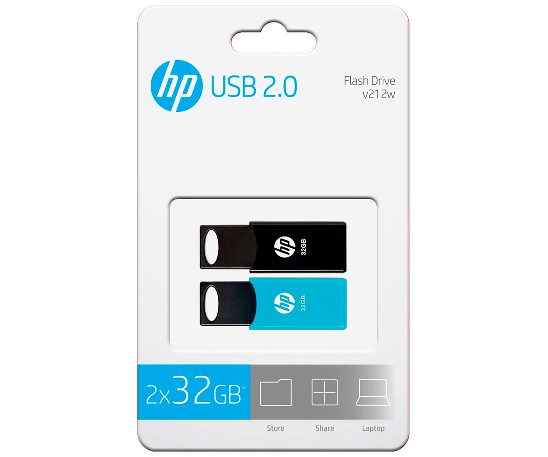 HP HPFD212-32-TWIN NEGRO AZUL PACK 2 UNIDADES MEMORIA FLASH USB 2.0 PENDRIVE 32GB