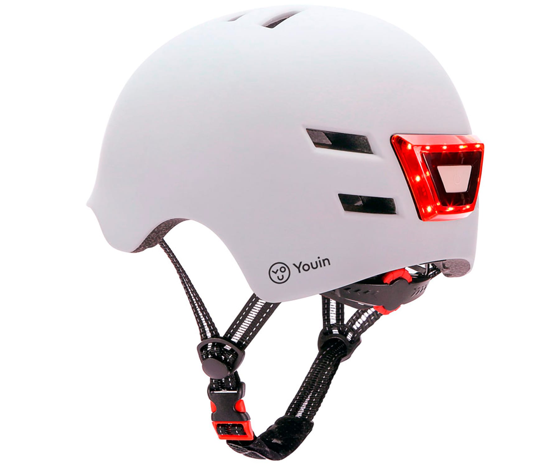 YOUIN CASCO HOMOLOGADO CON LED FRONTAL Y TRASERO TALLA M BLANCO