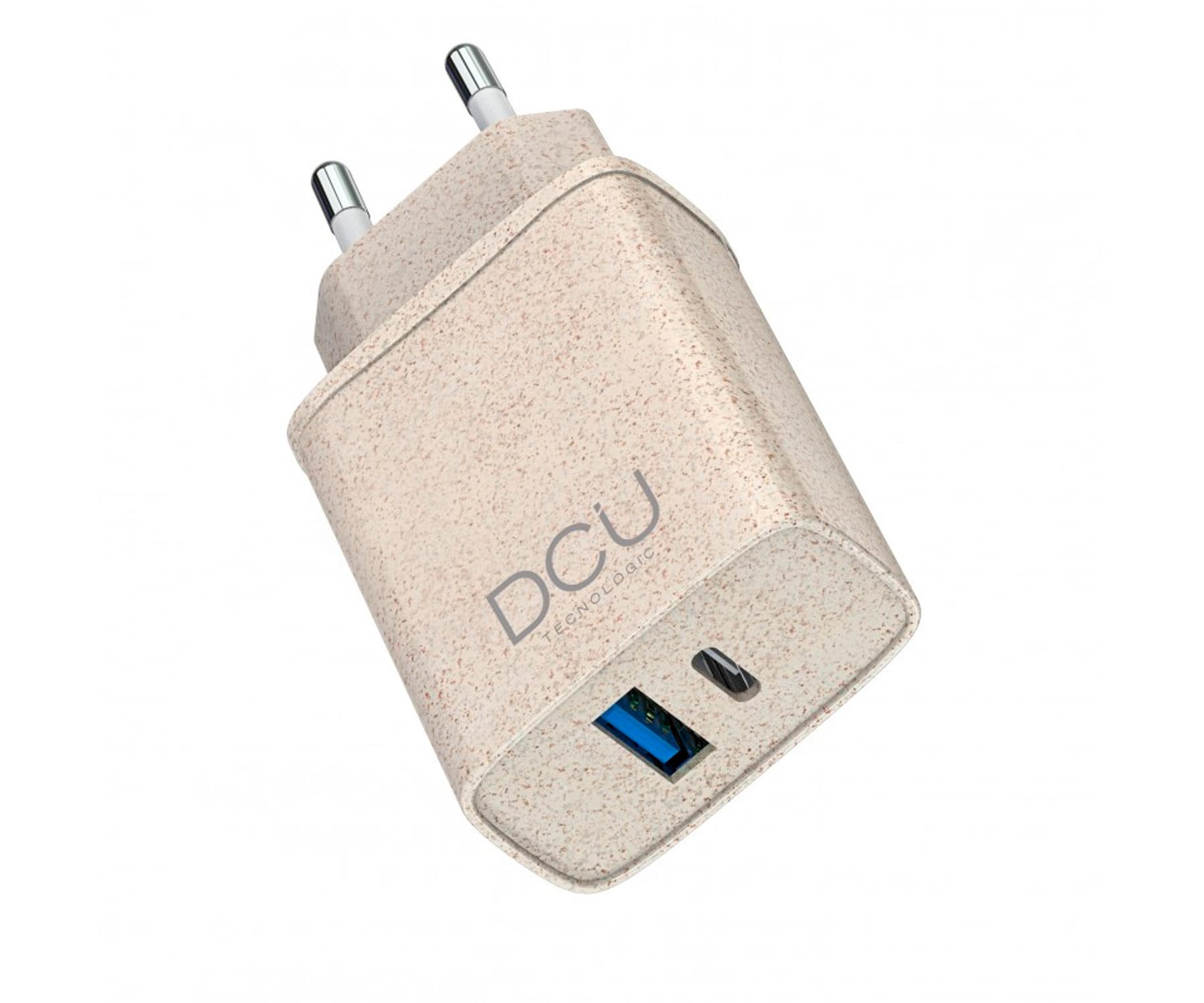 CARGADOR DE PARED USB-C USB-A PAJA DE TRIGO ECO FRIENDLY QUICK CHARGE 3.0 + POWER DELIVERY 20W