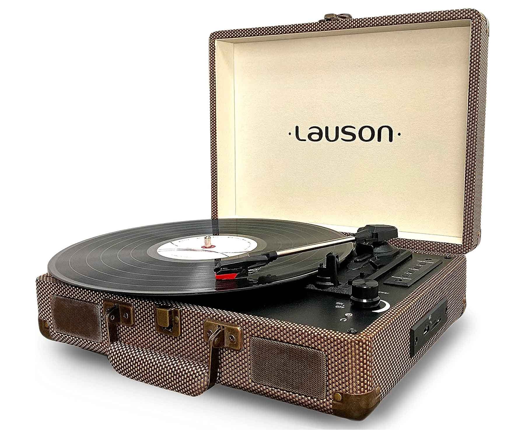 Giradiscos HiFi Tocadiscos Compatible con 33/45/78 rpm; conexión jack; entradas/salidas RCA; altavoces incorporados 2x1W LAUSON CL-614 VINTAGE DELUXE  | Vintage Deluxe